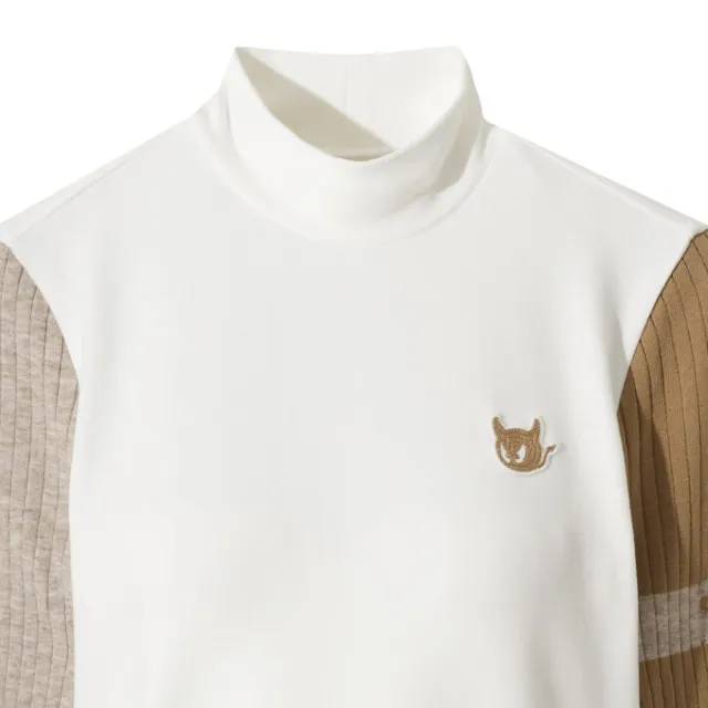 【WAAC】KNIT RIB COLOR HYBRID PULLOVER 女士 高領撞色長袖上衣(WWTBW25804-IVX)