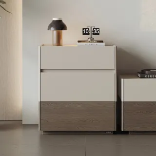 【hoi! 好好生活】預購60天★Linsy方滿系列拼色抽屜三斗櫃0.6M 胡桃色