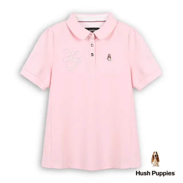 【Hush Puppies】女裝 POLO衫 HP刺繡小狗袖打摺POLO衫 (淺粉紅 / 63201103)