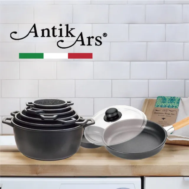 【AntikArs】DELIZIA系列 不沾鍋雙煎鍋28cm(義大利製  雙耳炒鍋 雙耳平底果)