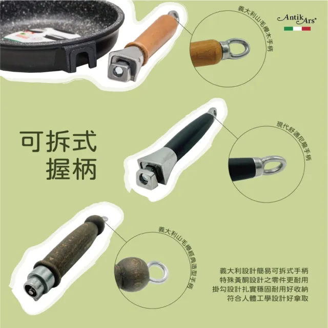 【AntikArs】DELIZIA系列 不沾鍋雙煎鍋28cm(義大利製  雙耳炒鍋 雙耳平底果)