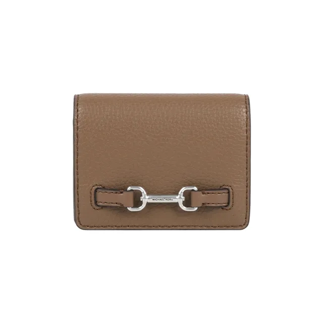 【Michael Kors】Carson 銀色馬銜荔枝皮革釦式零錢包/卡包(火龍果色)