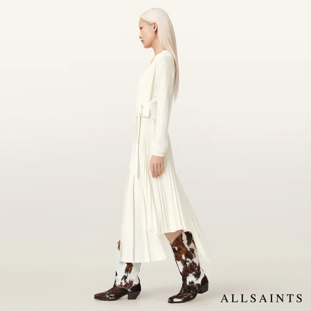【ALLSAINTS】LUCILLE 兩件式不對稱百褶洋裝-白 W215DE(寬鬆版型)