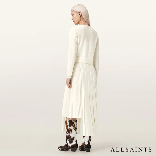 【ALLSAINTS】LUCILLE 兩件式不對稱百褶洋裝-白 W215DE(寬鬆版型)