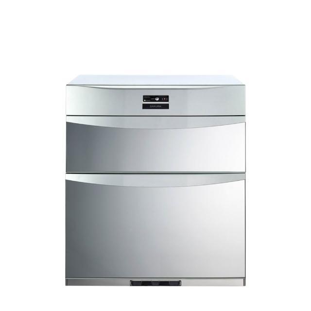 【SAKURA 櫻花】60cm臭氧殺菌雙層高70cm落地式烘碗機銀色不鏽鋼 Q-7592BL 含基本安裝