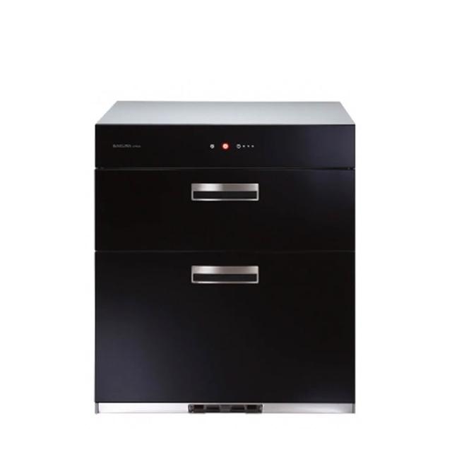 【SAKURA 櫻花】60cm臭氧殺菌雙層抽屜高70cm全平面黑玻璃觸控落地式烘碗機 Q-7693L 含基本安裝