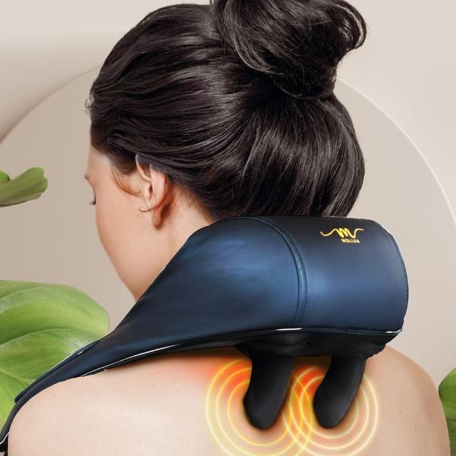 【MOLIJIA 魔力家】M637 無線免手持/充電式肩頸按摩帶 頸肩/揉捏/按摩枕/加熱熱敷(BY060037B)