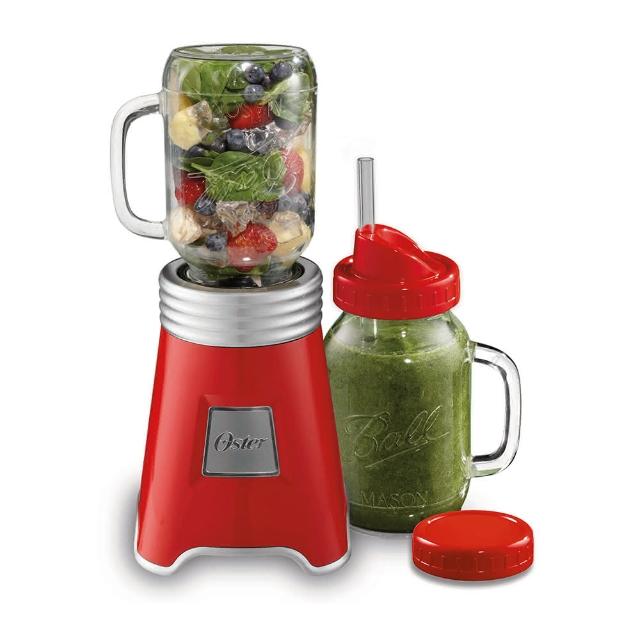 【美國Oster】Ball Mason Jar隨鮮瓶果汁機(紅)
