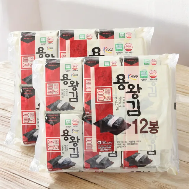 【K-Seafood】韓國金版龍王海苔48g(4g*12入/袋)
