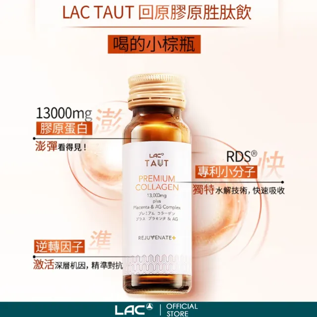 【LAC 利維喜】回原膠原蛋白飲50ml-香橙口味x3盒組(共24瓶/胎盤素/Q10/膠原飲/小棕瓶.水光QQ.送禮)
