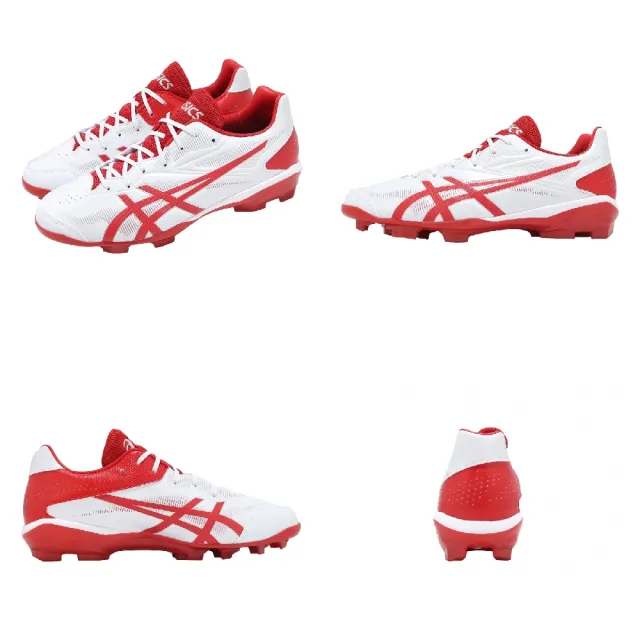 【asics 亞瑟士】棒壘球鞋 Star Shine 3 男鞋 白 紅 軟釘 皮革 抓地 1123A033101