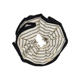 【L. ERICKSON】滾邊條紋造型大腸圈〈奶油白 / 黑〉