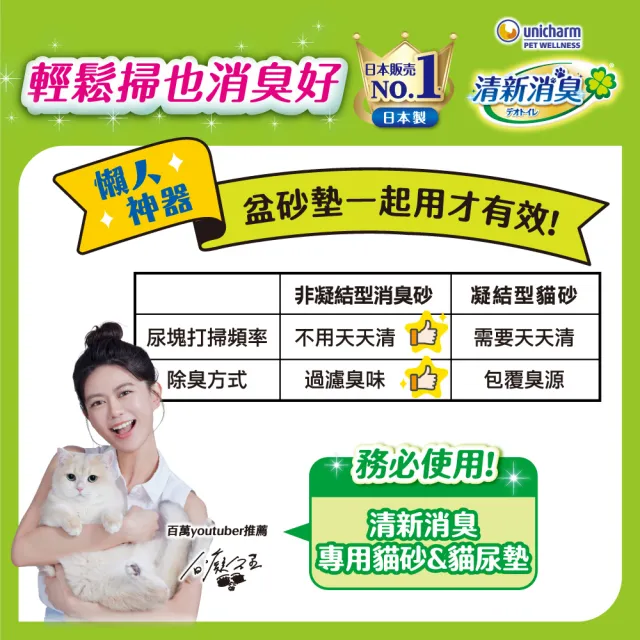【Unicharm Pet 清新消臭】消臭抗菌貓砂3.8L-4L(沸石砂/紙砂/針葉砂/消臭大師/雙層貓砂)
