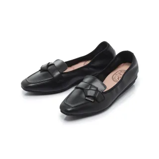 【FAIR LADY】我的旅行日記 簡約扭結羊皮平底樂福鞋(黑/502927 女鞋)