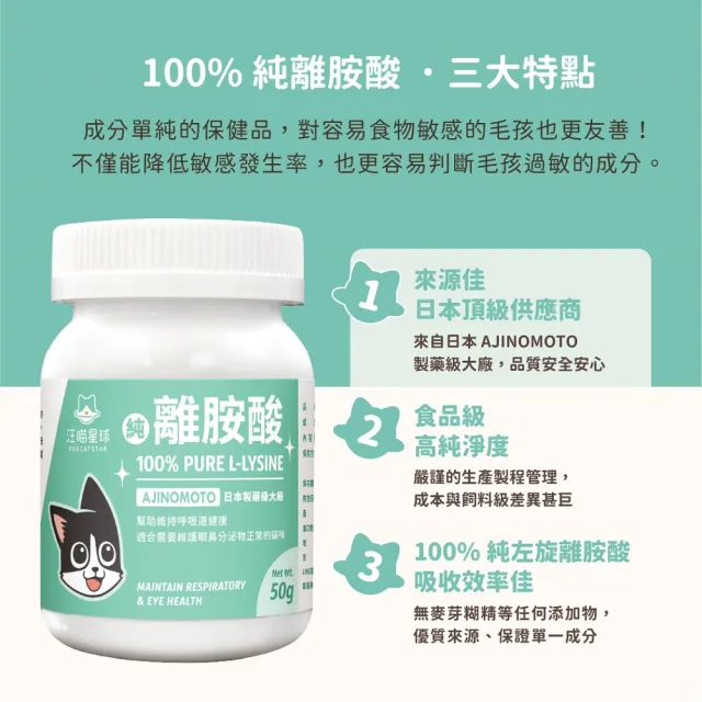 【汪喵星球】汪喵100%PRUE離胺酸 50g(犬貓保健)