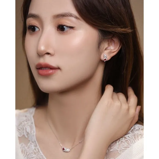 【海斯珠寶】小羽毛系列 18K金 0.29-0.33ct 鴿血紅寶石 天然鑽石 耳環 宮廷羽紋鑲嵌工藝 送禮禮盒包裝