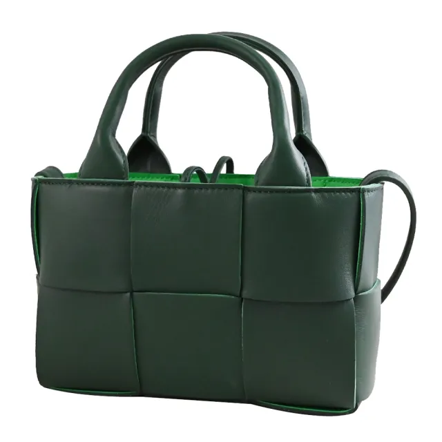 【BOTTEGA VENETA 寶緹嘉】簡約經典手工大格編織小手提包托特包兩用包(綠)