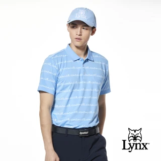 【Lynx Golf】男款吸濕排汗橫條高爾夫元素胸袋款短袖POLO衫/高爾夫球衫(藍紫色)