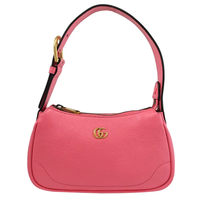 【GUCCI 古馳】Aphrodite 經典金屬雙G LOGO皮革手提包單肩包(粉)