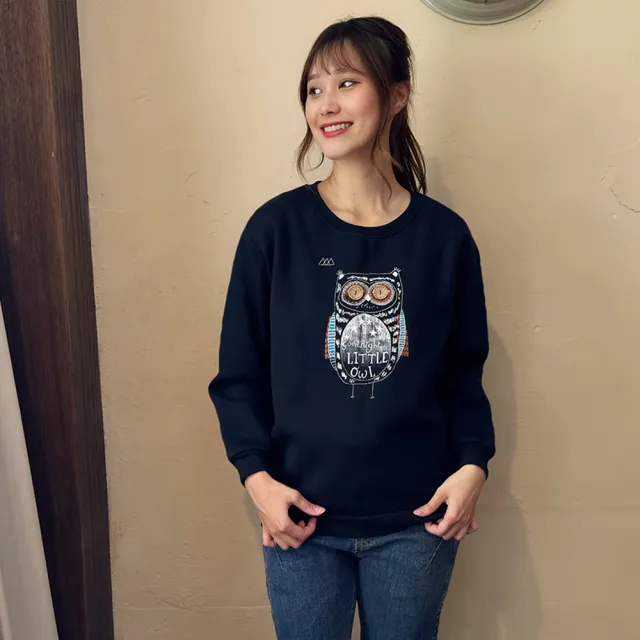 【Hana Mokuba】花木馬日系女裝趣味貓頭鷹印花圓領收口上衣