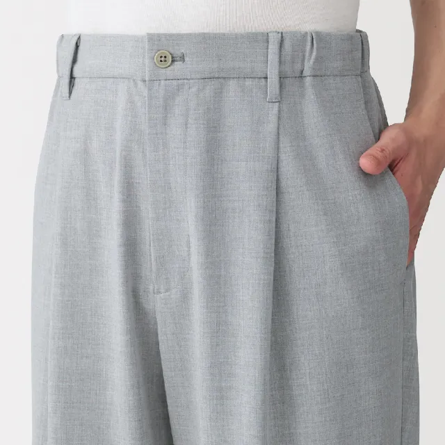 【MUJI 無印良品】男速乾打褶寬版褲(灰色/墨灰/黑色/灰棕)