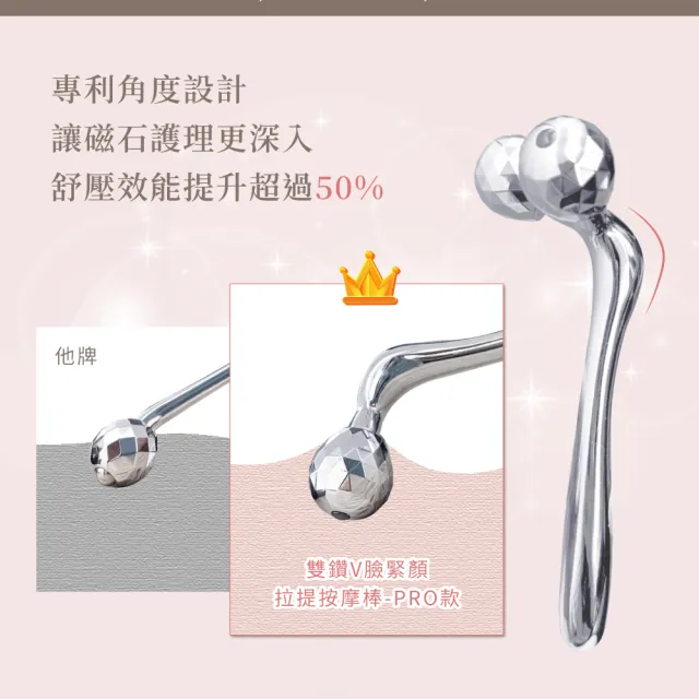 【Beroso 倍麗森】雙鑽滾輪V臉拉提按摩美容棒(臉部按摩器 小臉 按摩滾輪 撥筋 禮物 教師節 99購物節)