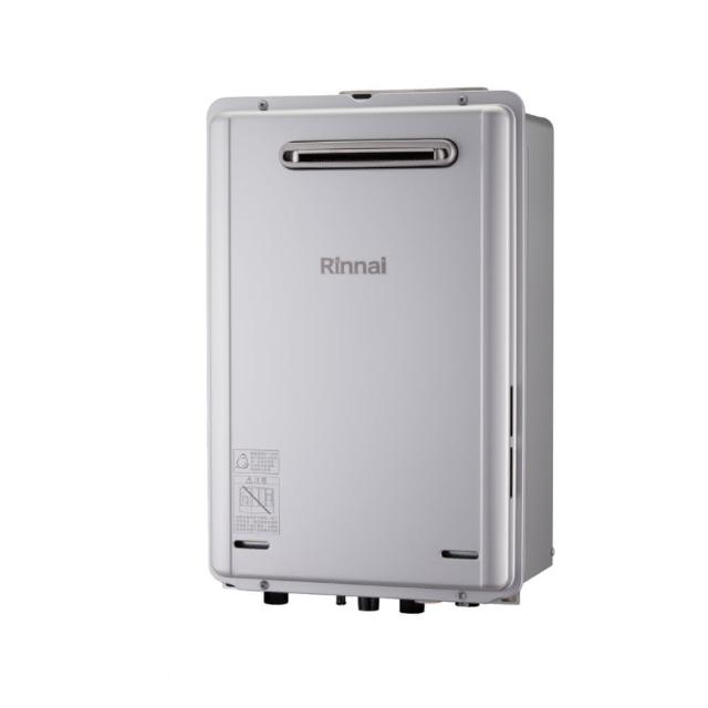 Rinnai 林內 REU-E2426W 瓦斯熱水器，來自日本原裝進口，型號 REU-E2426W-TR，適閤家庭使用。採用 RF 自然排氣設計，數位恆溫控制，提供穩定 24L/min 熱水輸出，熱效率高達 88%，能源效率等級第一級。電子式自動點火，尺寸 350×530×190mm，重量僅 15KG，110V 電壓，BSMI 許可字號 R41095，全機保固 1 年。安裝冷熱水管口徑 R 3/4\"，安全高效，完美解決沐浴與廚房熱水需求。