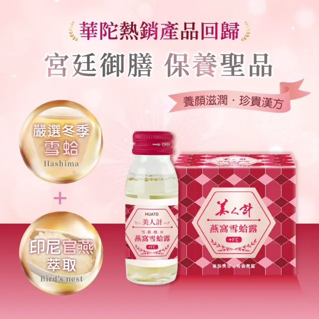 【華陀扶元堂】美人計燕窩雪蛤露1盒-效期115/10(6瓶/盒-膠原蛋白/養顏美容/EGF)(春節禮盒)中秋禮盒