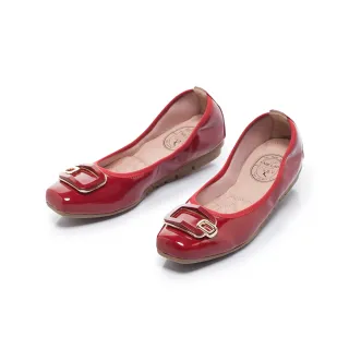 【FAIR LADY】我的旅行日記 精緻方釦軟漆皮增高平底鞋 (櫻桃/503042 女鞋)