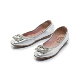 【FAIR LADY】我的旅行日記 精緻方釦水鑽平底娃娃鞋(銀箔/503186 女鞋)