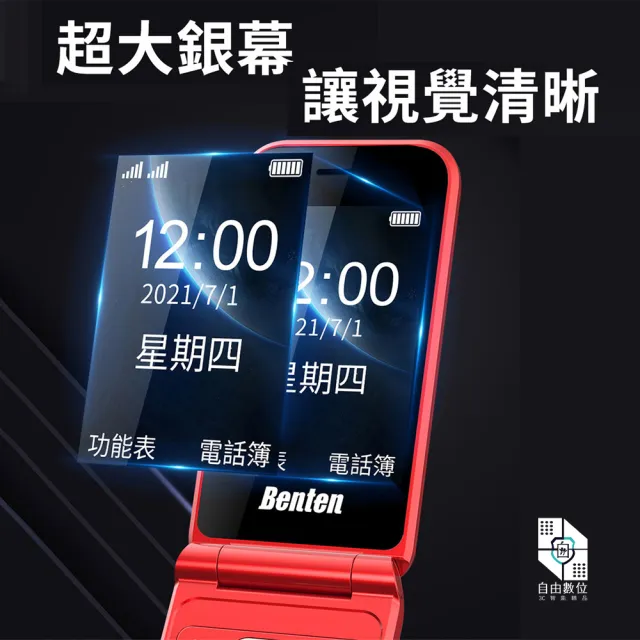【Benten 奔騰】F60 plus 全配 雙卡 4G 摺疊老人機(VoLTE 按鍵手機 長輩機)