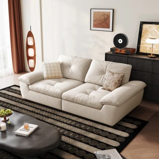 【hoi! 好好生活】預購50天★Linsy帆船系列可調座深帶調節儲物扶手貓抓布2.2M三人沙發 G290 貝母白