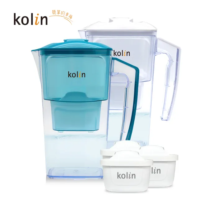 【Kolin 歌林】2.5L濾水壺(內含四重濾芯*1) 加贈2芯(共1壺3芯/適用Brita)