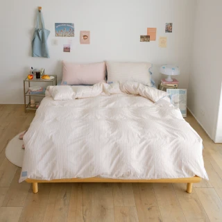 【翔仔居家】100%純棉 華爾紗 薄被套床包組4件組-海鹽x莓果芝士(特大/純棉床包/特大床包/床包被套)