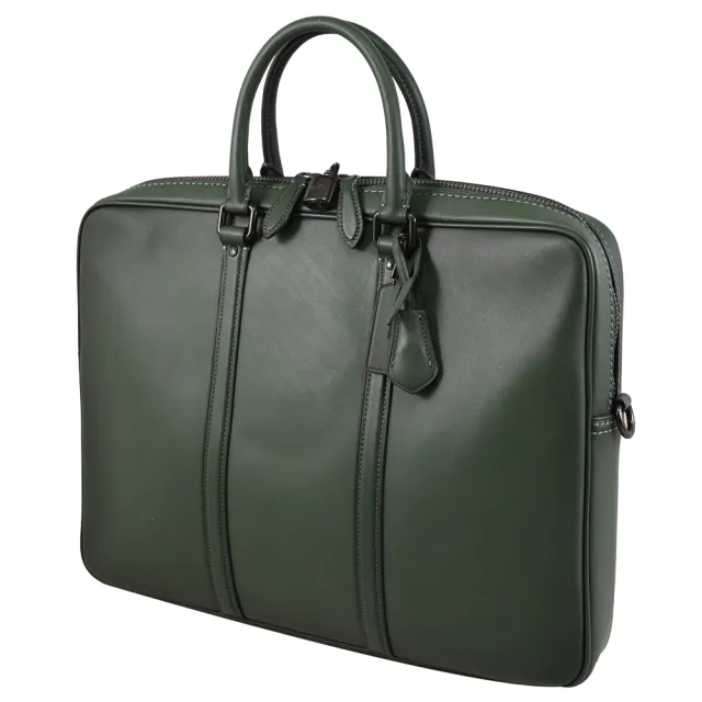 【COACH】METROPOLITAN 簡約全皮革附鎖釦商務包公事包(深綠)