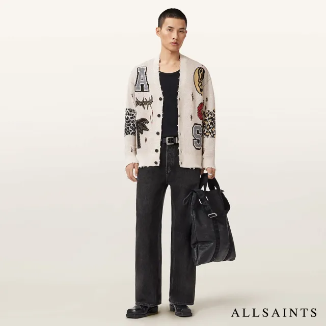 【ALLSAINTS】FOXX 破壞塗鴉羊毛針織外套 M052KE(寬鬆版型)