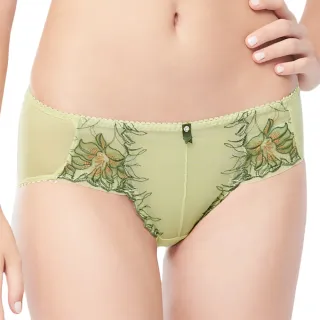 【Swear 思薇爾】花影饗宴系列M-XXL蕾絲刺繡中腰三角內褲(優雅綠)
