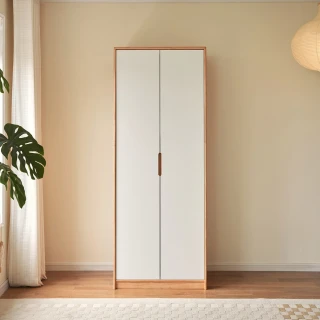 【hoi! 好好生活】Linsy實木橡膠木0.8M雙門衣櫃