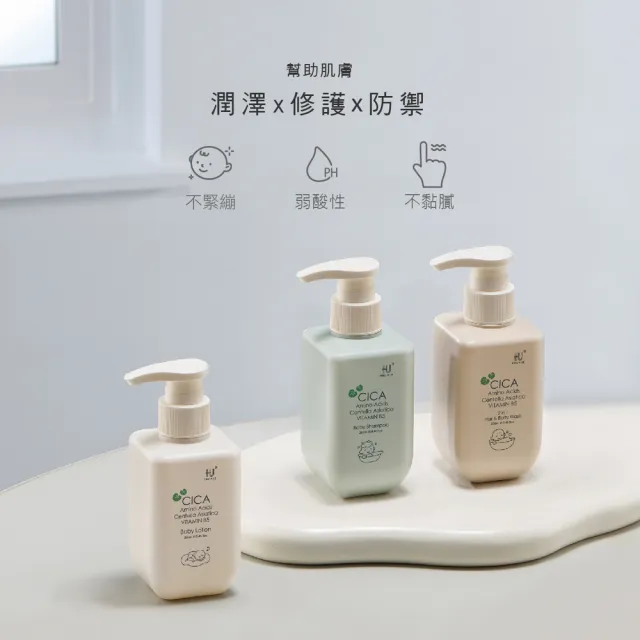 【KU.KU. 酷咕鴨】KUKU PLUS舒敏積雪草寶寶頂級沐浴禮盒(彌月禮盒)