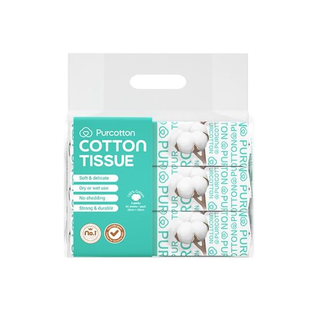【Purcotton】全棉時代 100%純棉乾濕兩用巾 60片(20*20公分 三包入)