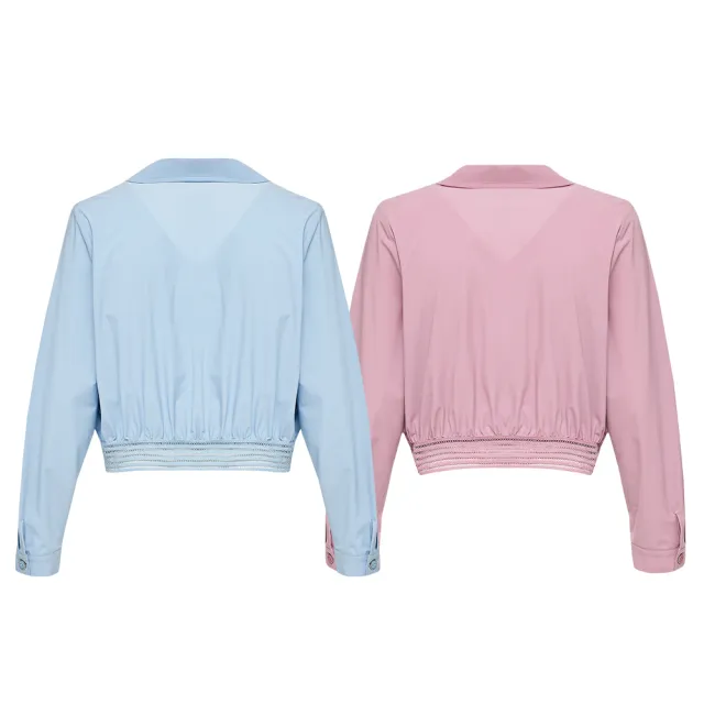 【ILEY 伊蕾】冰肌雙排釦短版小外套(兩色；M-XL；1242014050)