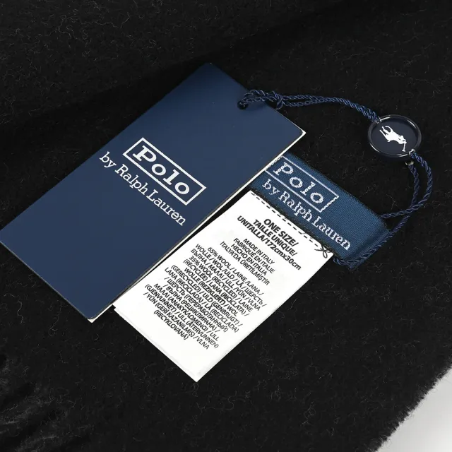 【RALPH LAUREN】POLO義大利製經典刺繡小馬多色純羊毛流蘇圍巾(任選)