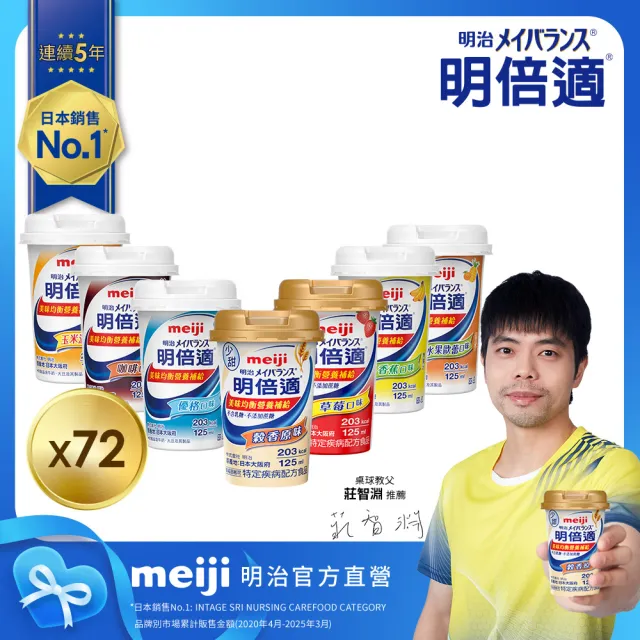 【Meiji 明治】明倍適營養補充品任選口味 3箱72入(成人營養品、補充體力、莊智淵代言)