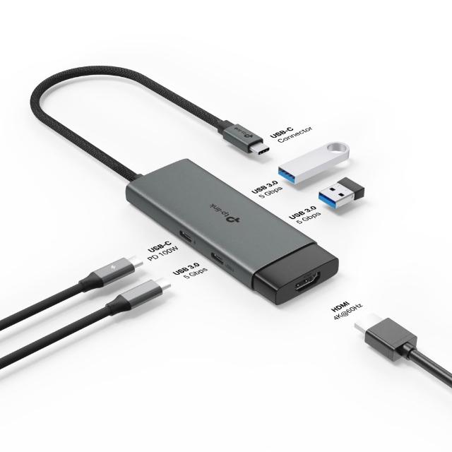 【TP-Link】UH5020C Type-C 5合1多功能轉接器 5埠HUB集線器 HDMI USB3.0 PD快充(100W)