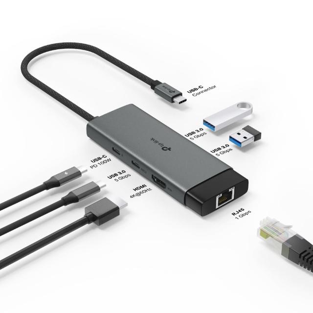 【TP-Link】UH6120C Type-C 6合1多功能轉接器 6埠HUB集線器 HDMI USB3.0 PD快充(100W)