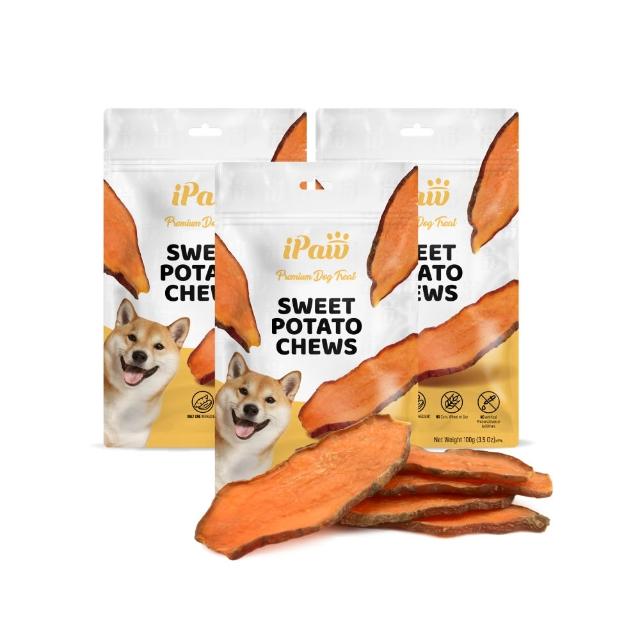 【iPaw】100%純天然地瓜乾 3入組(狗零食/地瓜乾/台灣製造/寵物零食)