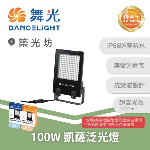 【DanceLight 舞光】100W 凱薩泛光燈 IP66防水 白光/黃光｜ E-FLCS100D  E-FLCS100W