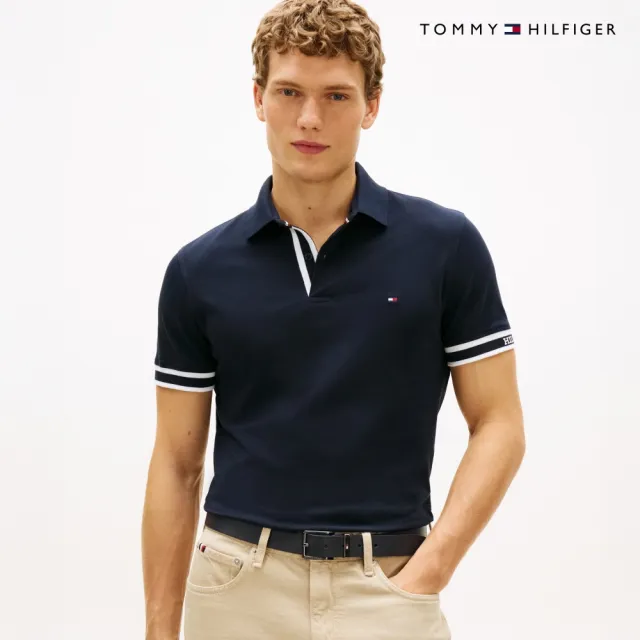 【TOMMY HILFIGER】官方旗艦館Monotype 袖口修身版型 Polo 衫_藍色