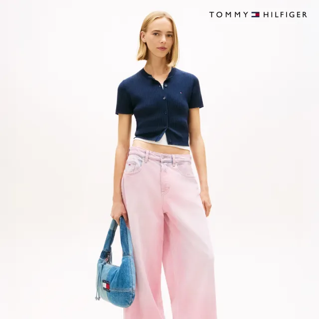 【TOMMY HILFIGER】官方旗艦館基本款羅紋短袖開襟外套_藍色