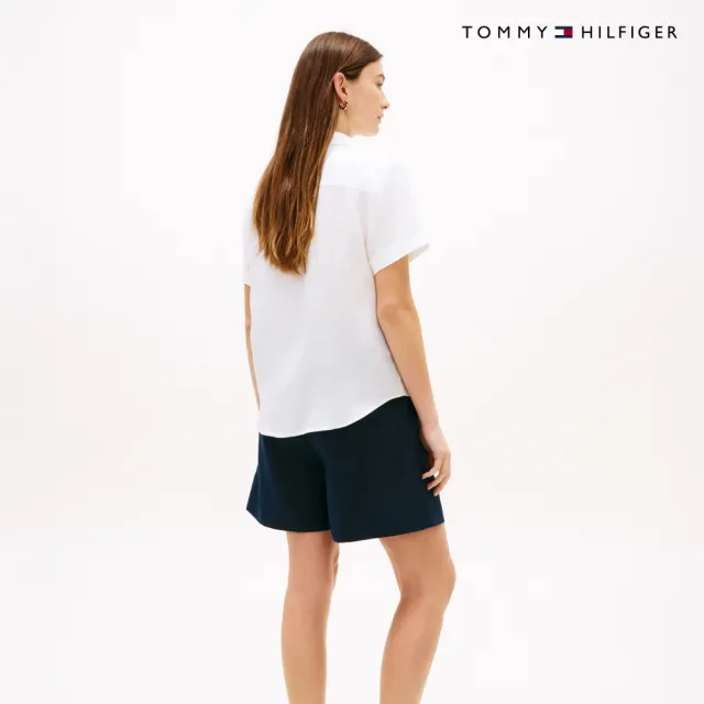【TOMMY HILFIGER】官方旗艦館寬版亞麻短袖襯衫_裸色